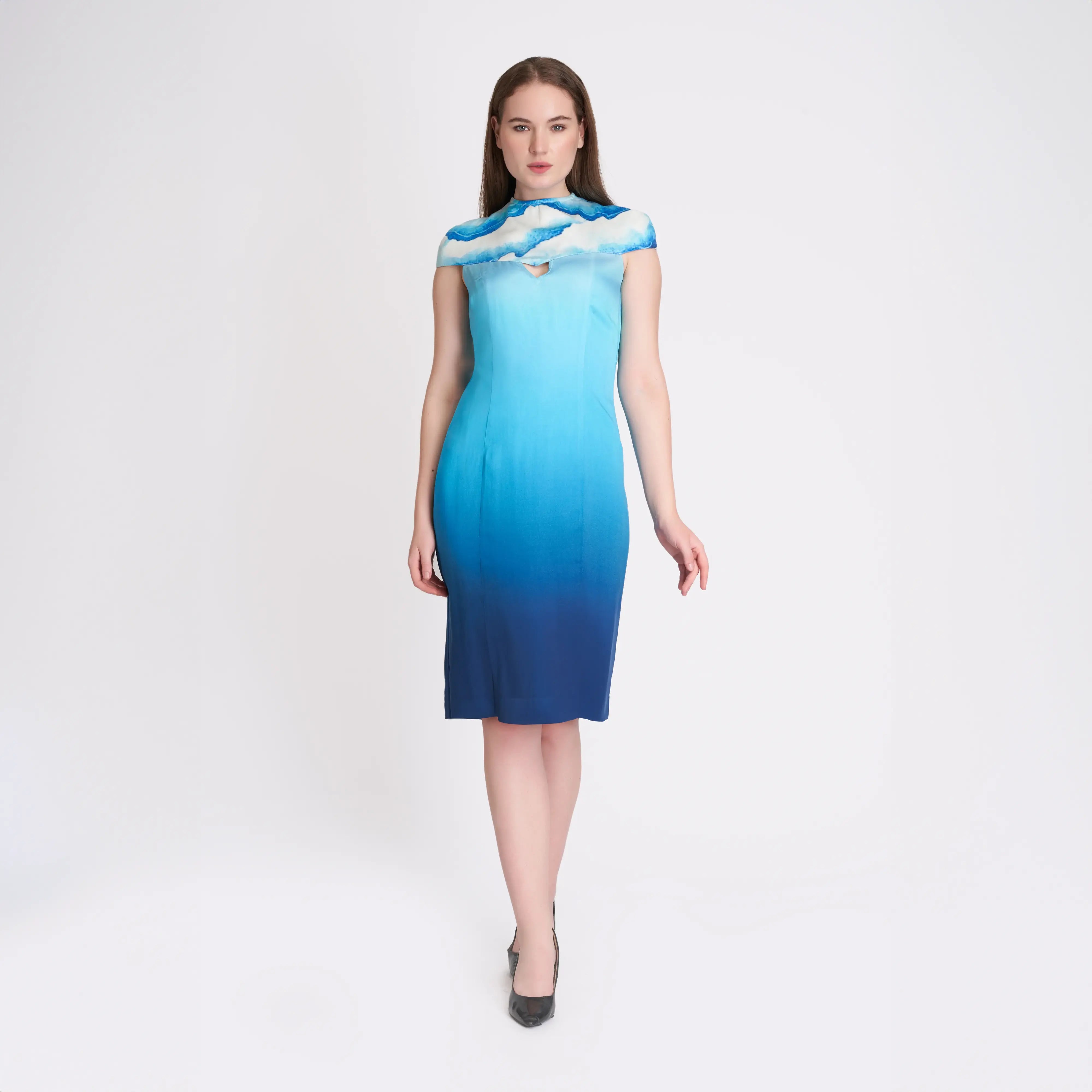Ombre Blue Women's Dress | Lotus Silk | Limited Edition