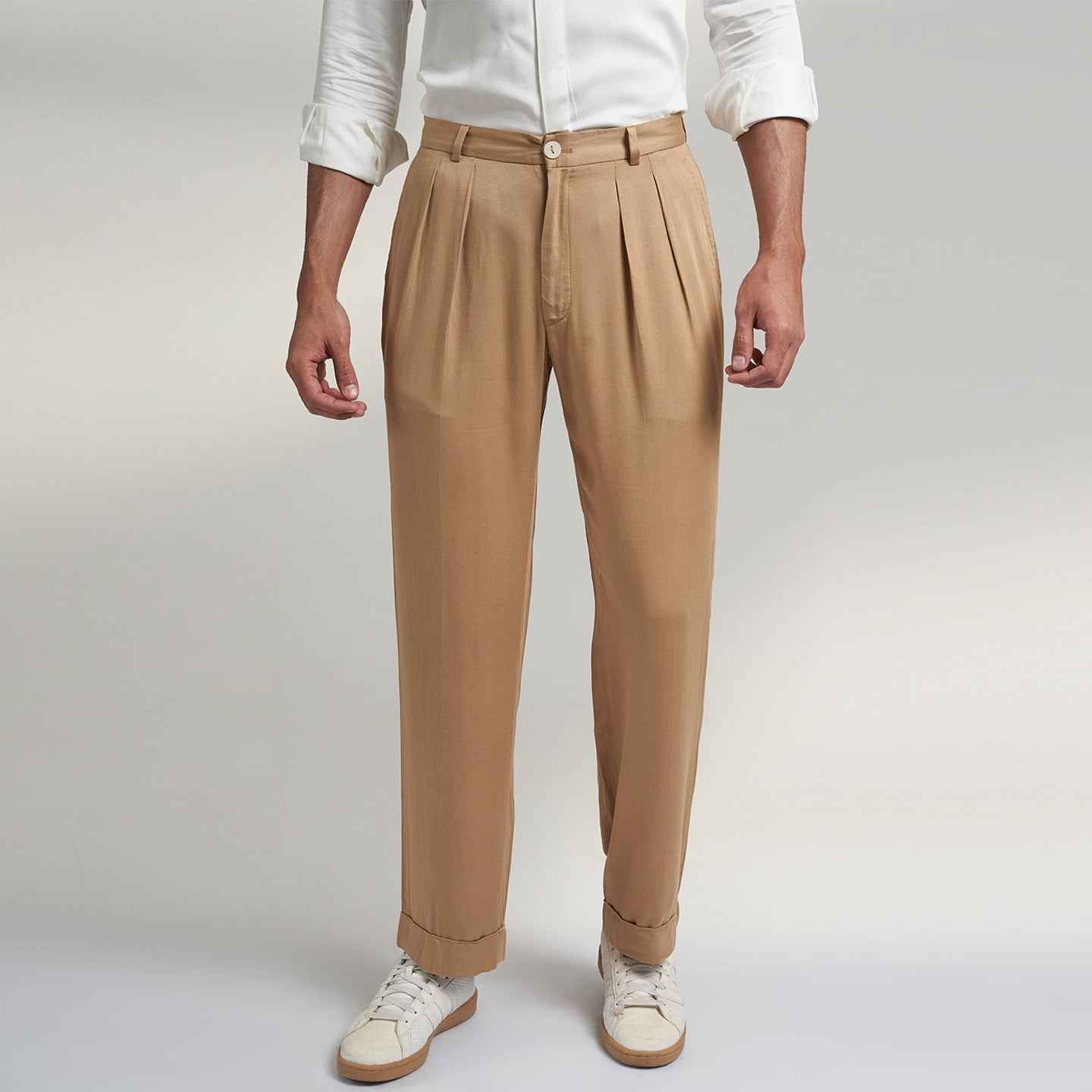 ORGANIC LOTUS FABRIC BEIGE COLOR TROUSER