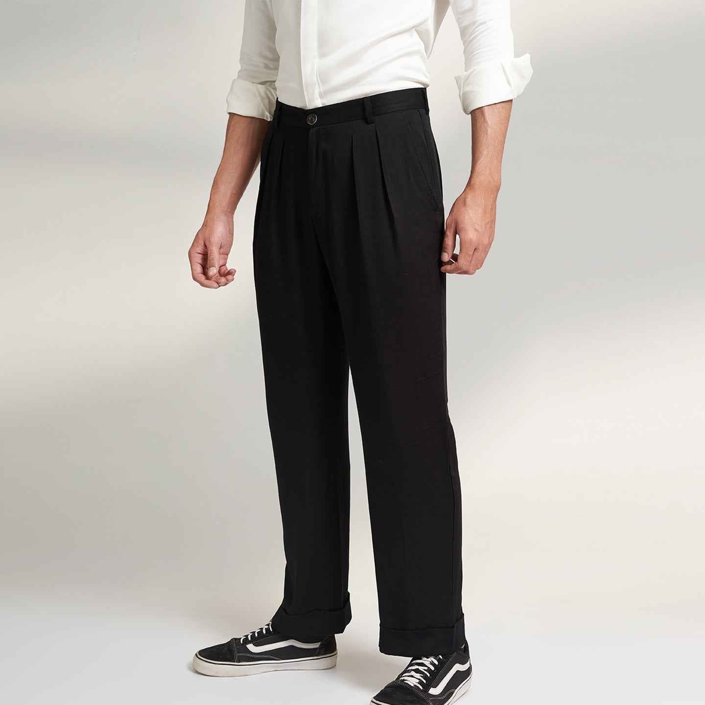ORGANIC LOTUS SILK FABRIC BLACK TROUSER