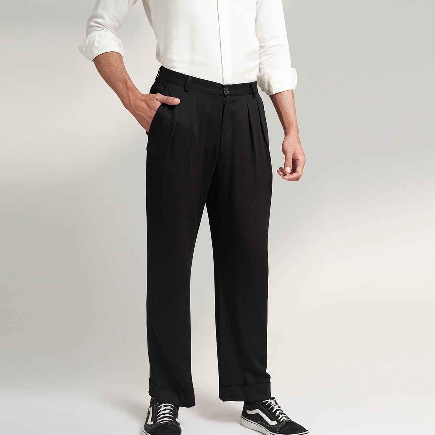 ORGANIC LOTUS SILK FABRIC BLACK TROUSER