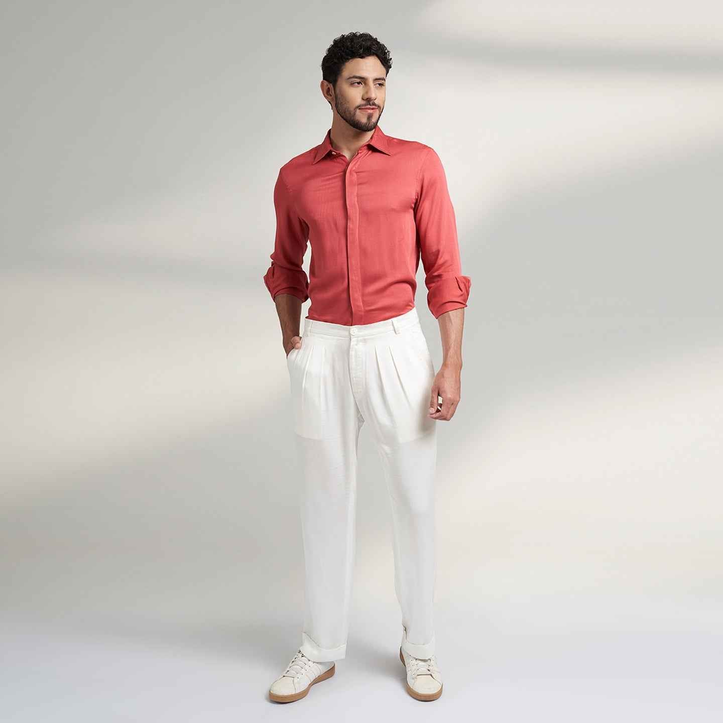 ORGANIC LOTUS FABRIC OFF WHITE TROUSER PANT