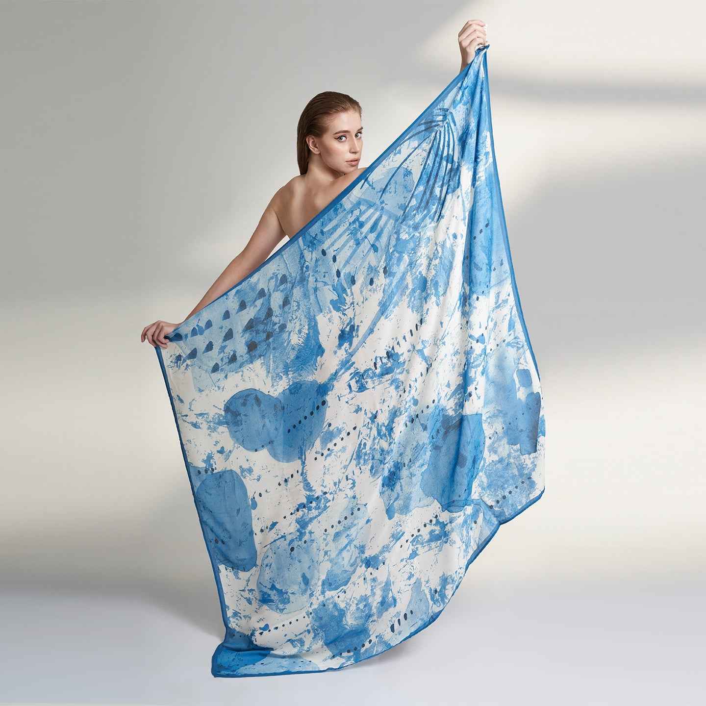 ORGANIC ALOE VERA FABRIC BLUE AND WHITE SCARF