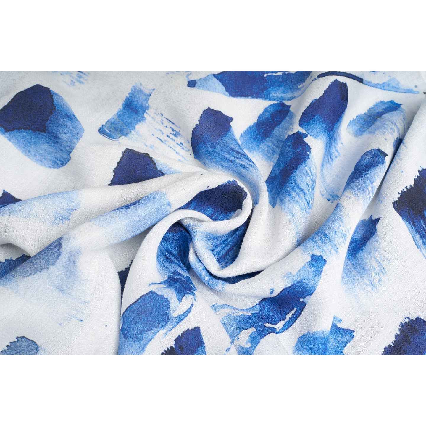 DESIGNER ROSE PETAL FABRIC BLUE AND WHITE SCARF FOR WOMENS