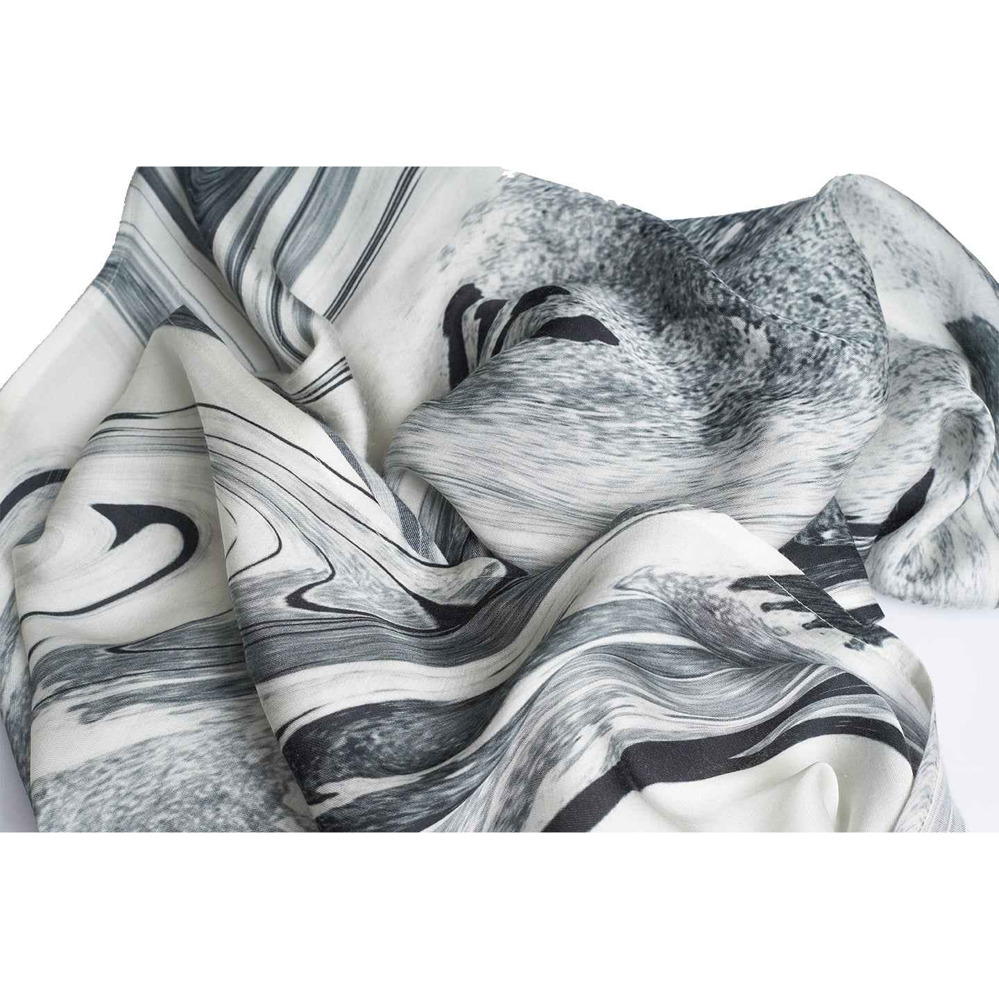 ORGANIC ROSE PETAL FABRIC BLACK AND WHITE SCARF