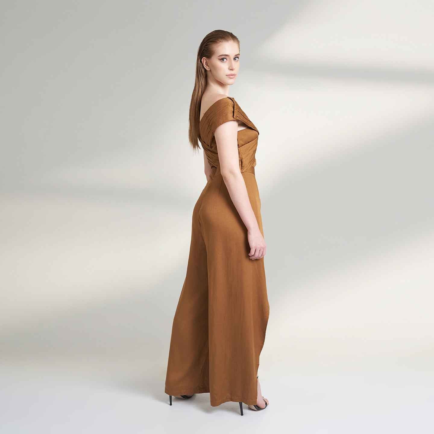 ORGANIC LOTUS FABRIC WOMENS BROWN JUMPSUIT