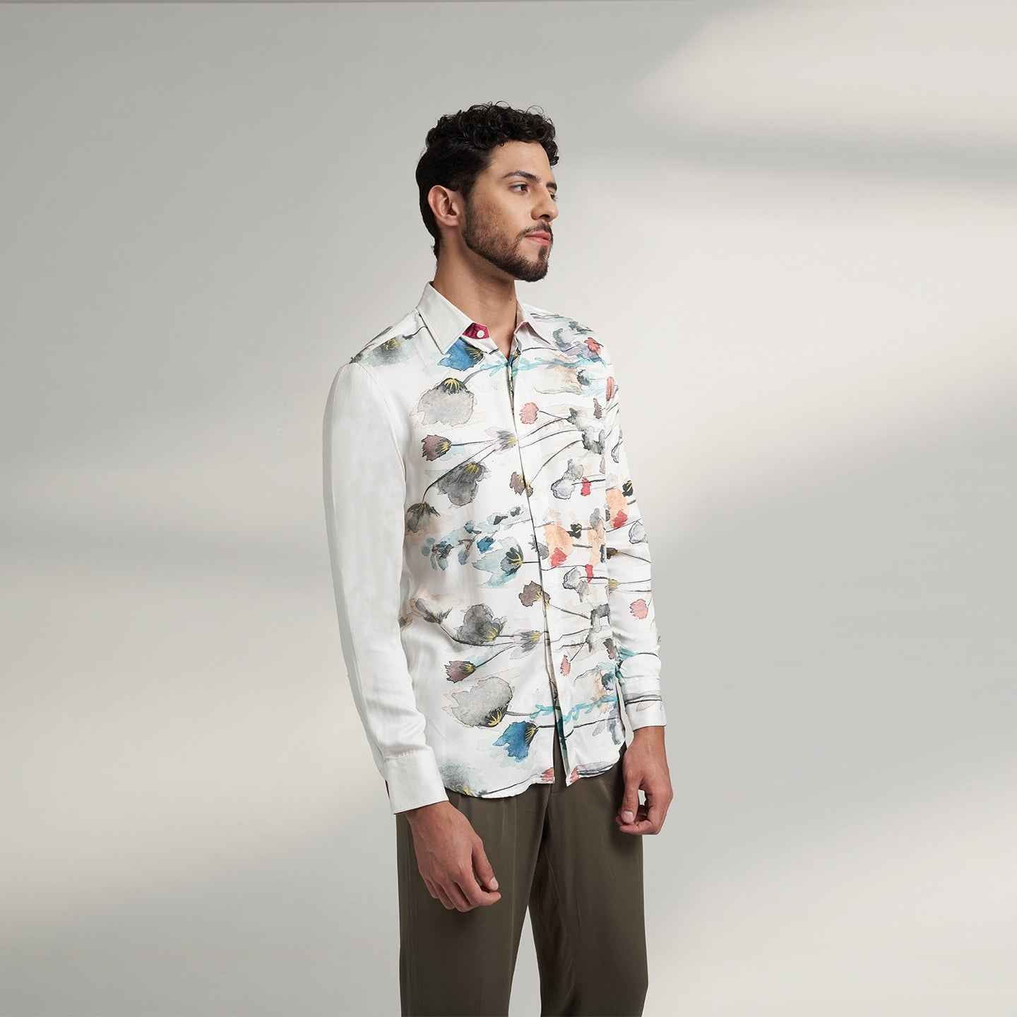 ORGANIC LOTUS FABRIC WHITE FLORAL SHIRT
