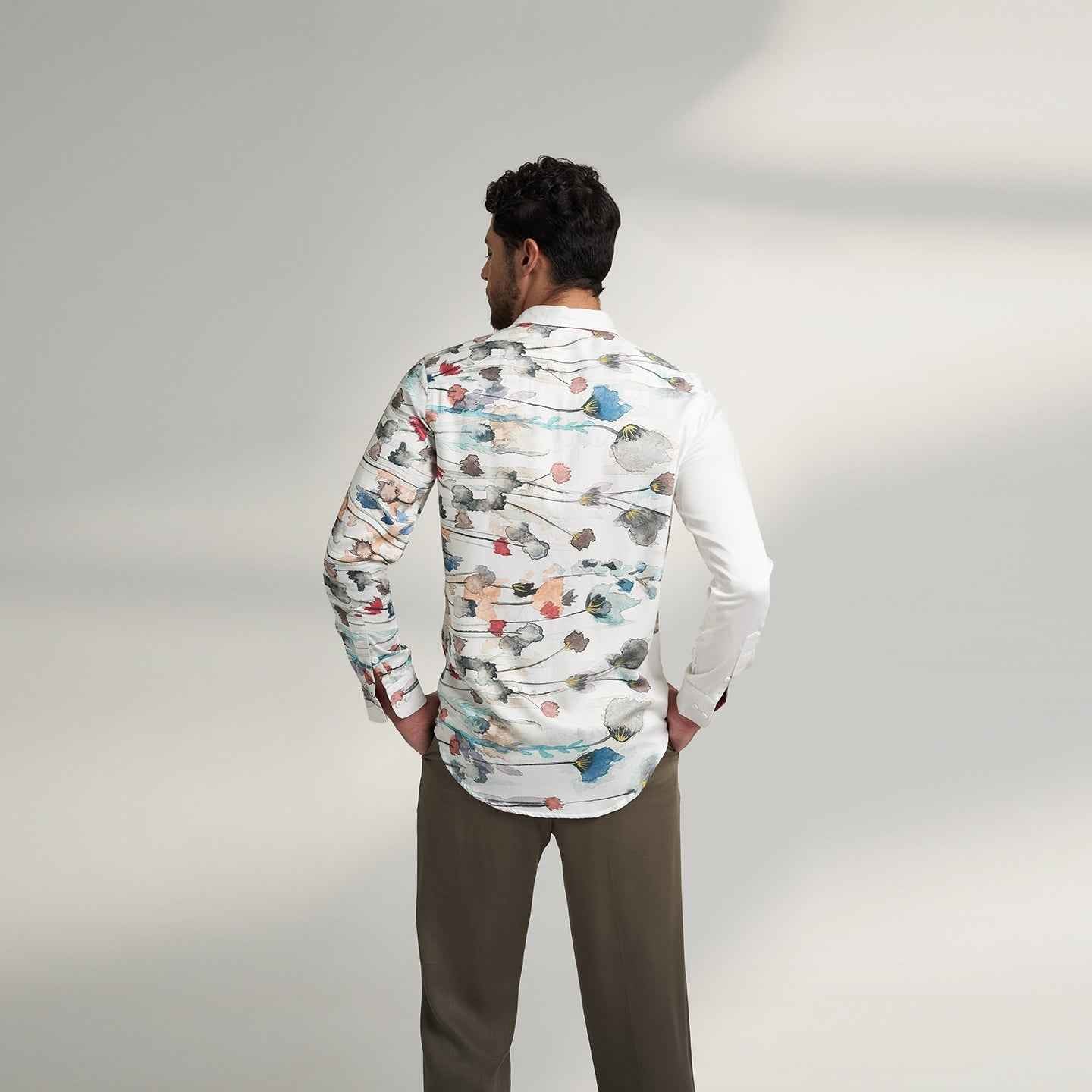ORGANIC LOTUS FABRIC WHITE FLORAL SHIRT