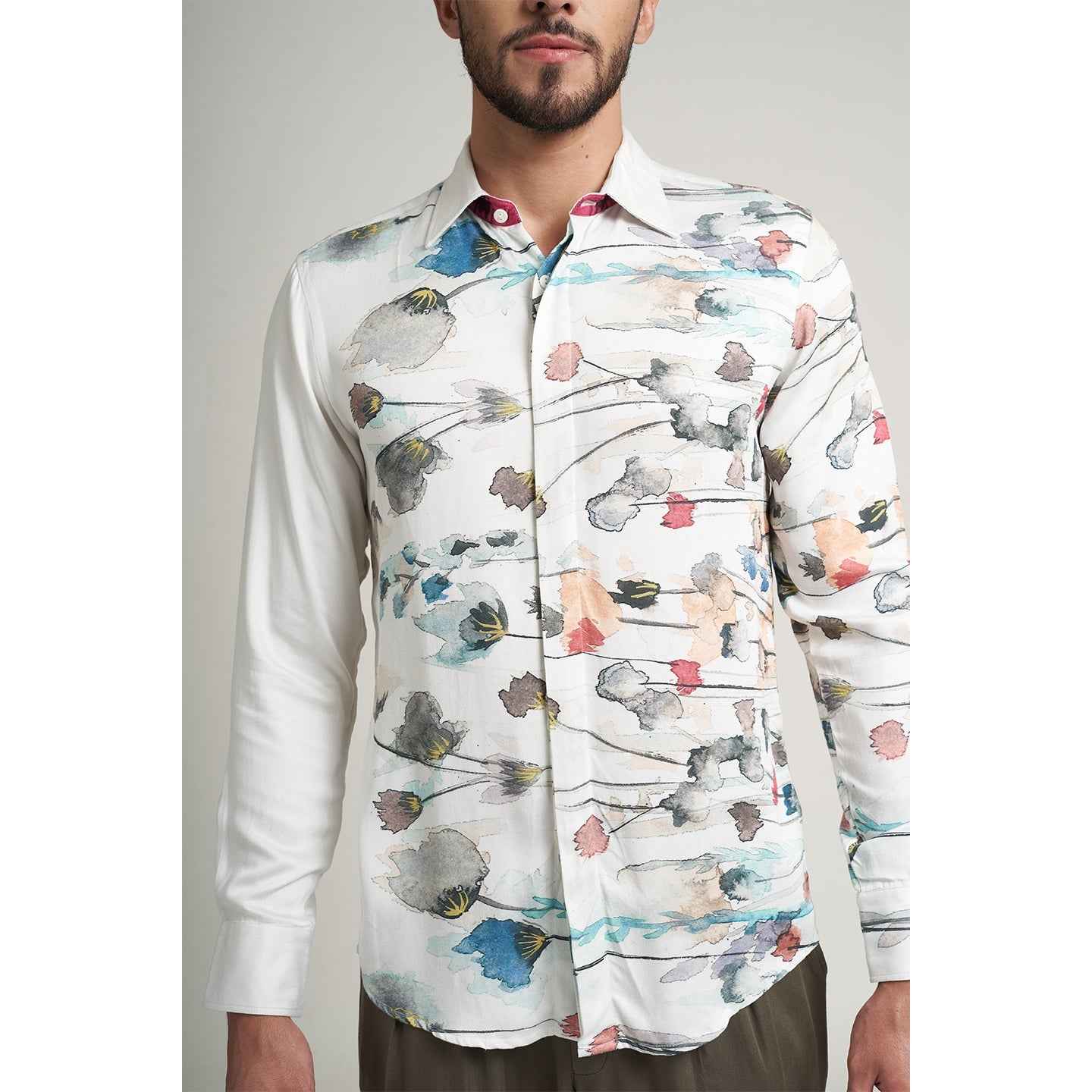 ORGANIC LOTUS FABRIC WHITE FLORAL SHIRT