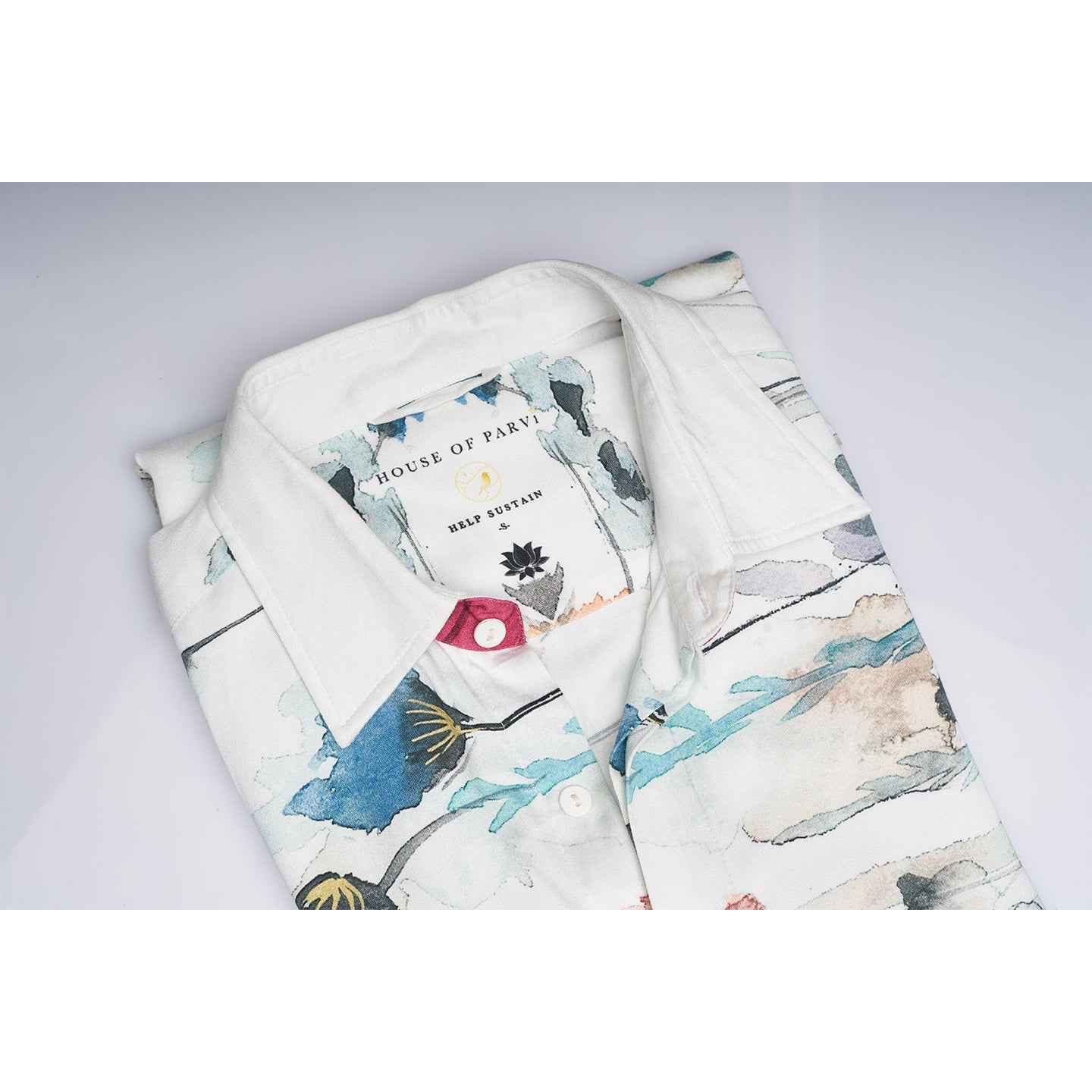 ORGANIC LOTUS FABRIC WHITE FLORAL SHIRT