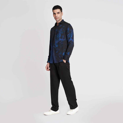 ORGANIC LOTUS SILK BLUE BLACK LUMINOUS SHIRT