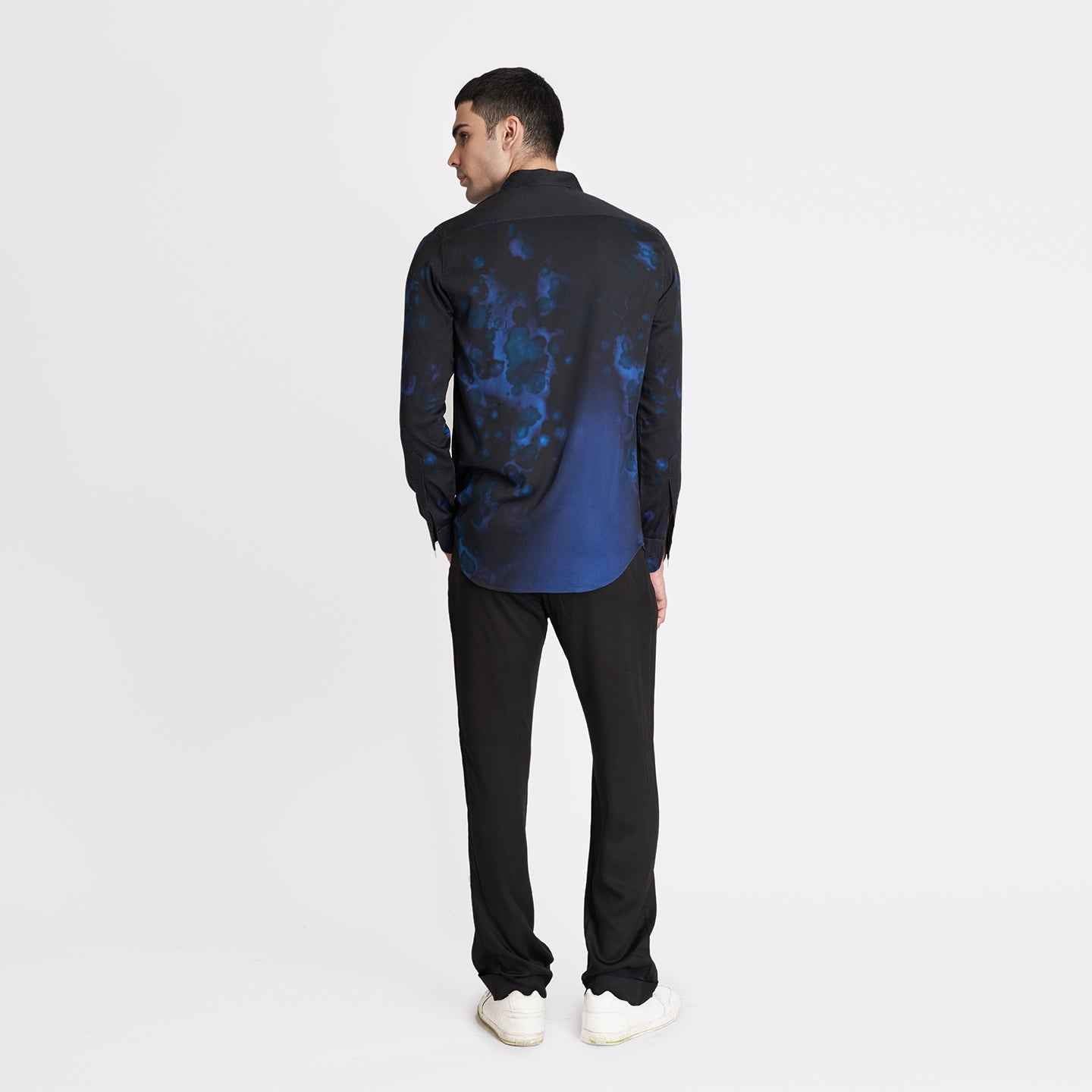 ORGANIC LOTUS SILK BLUE BLACK LUMINOUS SHIRT