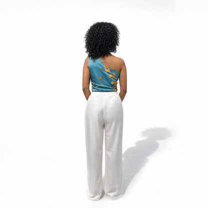 TEAL VINE ONE SHOULDER TOP