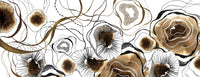 Flat detail of the grey and gold marbled swirl print on the scarf fabric