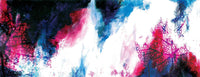 Flat detail of the pink and navy watercolor branch print on the scarf fabric