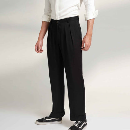 ORGANIC LOTUS SILK FABRIC BLACK TROUSER
