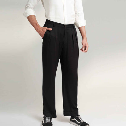 ORGANIC LOTUS SILK FABRIC BLACK TROUSER