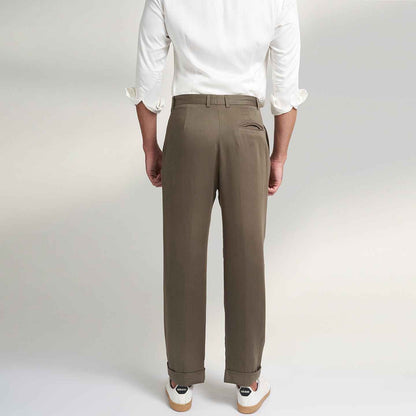 ORGANIC OLIVE GREEN VEGAN SILK TROUSER