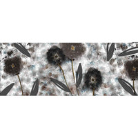 Flat detail of the grey floral silhouette print on the scarf fabric