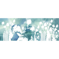 Flat detail of the teal green floral silhouette print on the scarf fabric