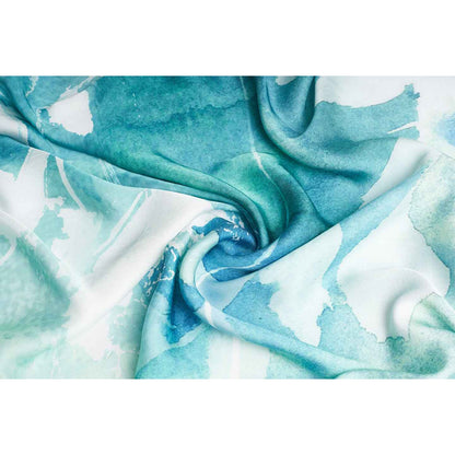ORGANIC SMALL SEA GREEN PRINTED SCARF