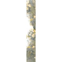 Flat detail of the grey and gold watercolor floral print on the scarf fabric