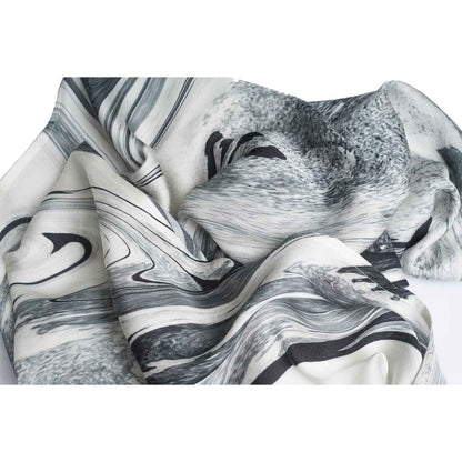 ORGANIC ROSE PETAL FABRIC BLACK AND WHITE SCARF