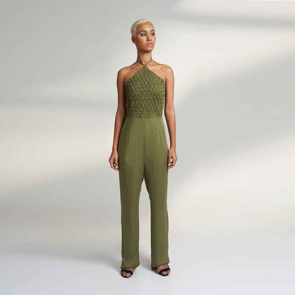 ORGANIC LOTUS FABRIC OLIVE GREEN JUMPSUIT