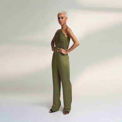 ORGANIC LOTUS FABRIC OLIVE GREEN JUMPSUIT