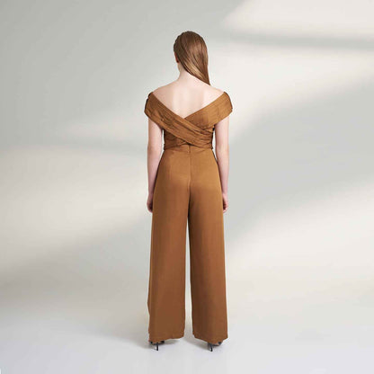 ORGANIC LOTUS FABRIC WOMENS BROWN JUMPSUIT