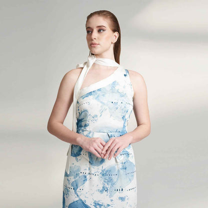 EVA BLUE ORGANIC LOTUS FABRIC DRESS