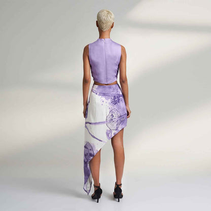 ORGANIC LOTUS FABRIC PURPLE AND WHITE SKIRT