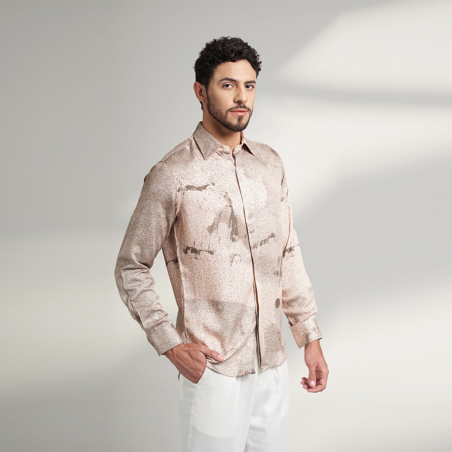 ORGANIC PRINTED BROWN AND PINK SHIRT