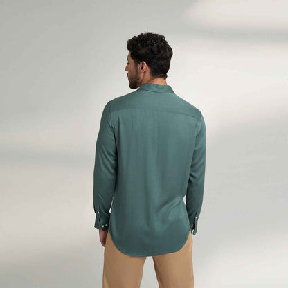 ORGANIC SOLID SAGE GREEN MENS DRESS SHIRT - House of Parvi ORGANIC SOLID SAGE GREEN MENS DRESS SHIRT - House of Parvi