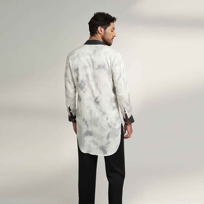 ORGANIC LOTUS STEM FABRIC PRINTED BLACK AND WHITE SHIRT