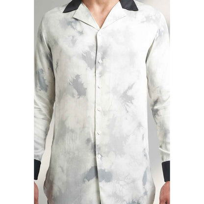 ORGANIC LOTUS STEM FABRIC PRINTED BLACK AND WHITE SHIRT