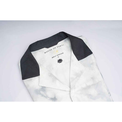 ORGANIC LOTUS STEM FABRIC PRINTED BLACK AND WHITE SHIRT