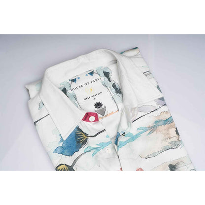 ORGANIC LOTUS FABRIC WHITE FLORAL SHIRT