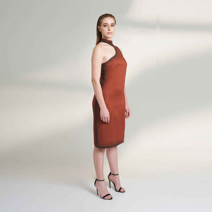 ORGANIC LOTUS STEM FABRIC REINET MAROON COCKTAIL DRESS