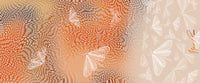 Flat detail of the orange and beige butterfly print on the scarf fabric